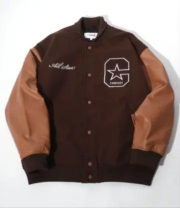 CONVERSE 브라운 블루종 바시티 자켓
