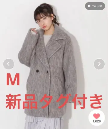 새상품 질스튜어트 샤기 미들 기장 코트 그레이