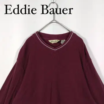 Eddie Bauer 버건디 V넥 긴팔 티셔츠 써멀