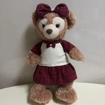 셰리 메이 코스튬 핸드메이드 패밀리아 체크 빨간색 원피스, 리본 포함