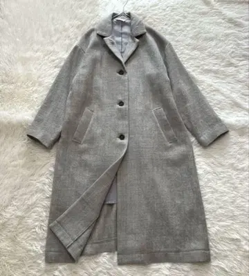 야라 YARRA 울 100% 롱 코트 스텐카라 코트 얇은 소재 그레이