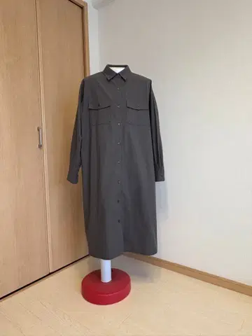 그레이 긴팔 셔츠 원피스