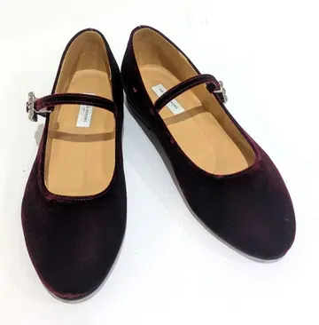 UNITED ARROWS 벨벳 비쥬 메리 제인 플랫 펌프스