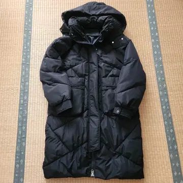 블랙 다운 자켓 롱 기장 퀼팅