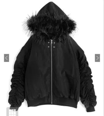 퍼 개더 자켓 블랙