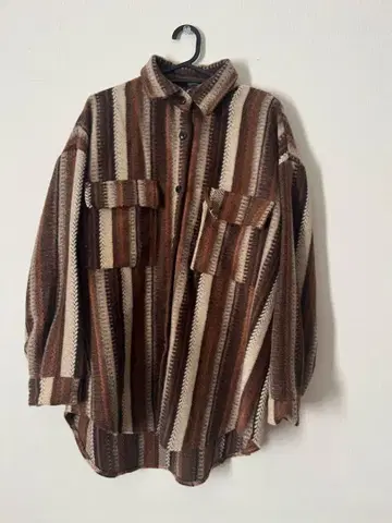 Meridian 스트라이프 패턴 플리스 셔츠