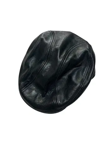 NEW YORK HAT 블랙 가죽 헌팅캡
