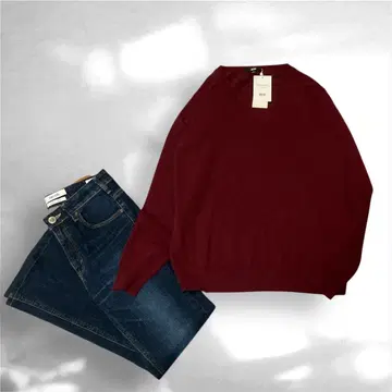 택 포함 유니클로 UNIQLO 캐시미어 100% 니트 스웨터 v넥