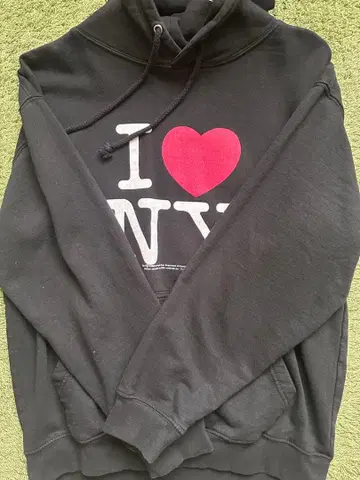 I NY 블랙 후드티
