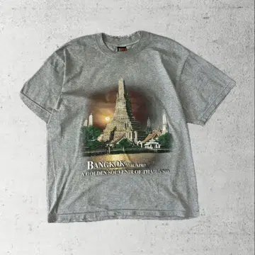 방콕 풍경 프린트 T셔츠 그레이