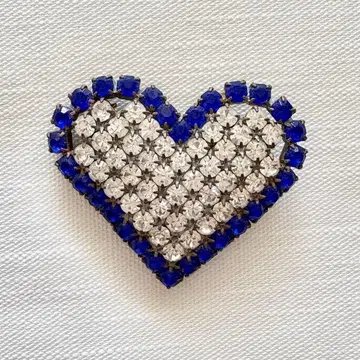 체코 유리 브로치 하트 빈티지