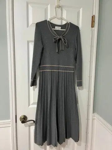 니트 원피스 리본 플리츠 anatelier