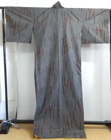 순수 실크 수직 직조 진흙 염색 오시마 명주 이중 기모노 기하학 패턴