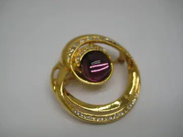 골드 브로치 보라색 스톤 소용돌이 디자인