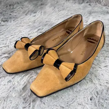 ERNESTO ESPOSITO 플랫 펌프스 리본 스웨이드 스퀘어토