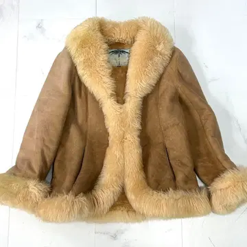 양가죽 무스탕 코트 천연 가죽 여성용 베이지