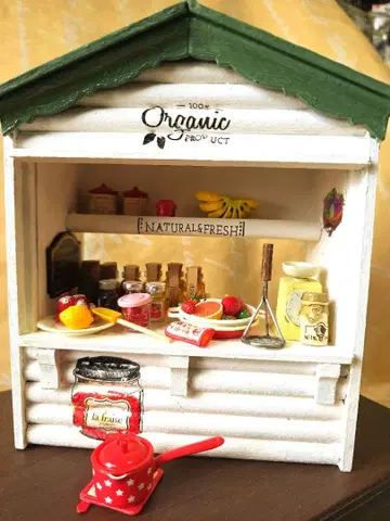 미니어처 삼각형 지붕 하우스 후르츠 작은 잼 가게