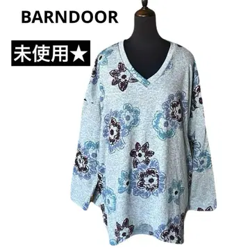 BARNDOOR 꽃무늬 V넥 니트 튜닉 풀오버 오버 사이즈