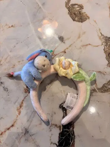 상하이 디즈니 머리띠 이요르 꽃 머리띠