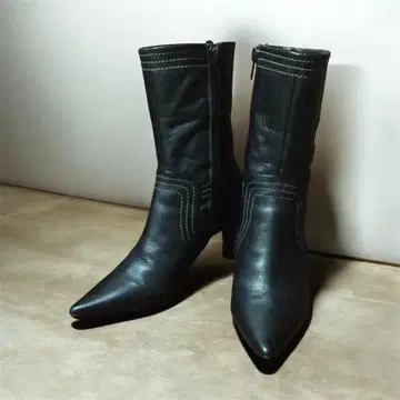 VERA GOMMA 하프 부츠 천연 가죽 블랙 가죽 블랙 35