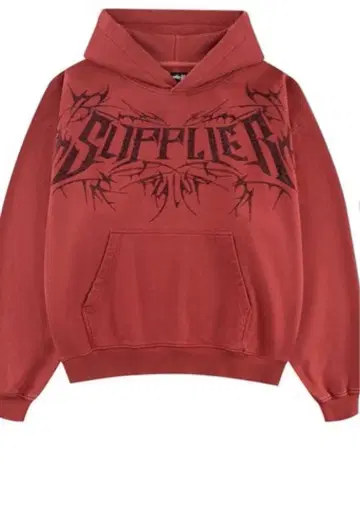 SUPPLIER 그래픽 후드티 레드(밑단 잘림)