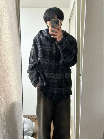 paulsmith 울 후드티 코트 체크 무늬