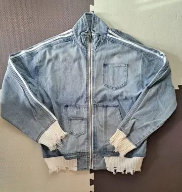 라이트 블루 데님 데미지 블루종 자켓 L