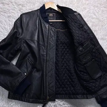 알파 올 가죽 MA-1 플라이트 자켓 퀼팅 블랙 L