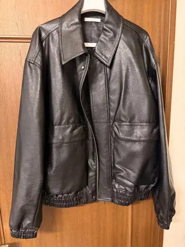 WYM 인조 가죽 쇼트 블루종