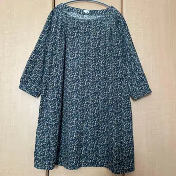 몇 회 착용 스튜디오 클립 꽃무늬 코듀로이 긴팔 A라인 원피스 튜닉