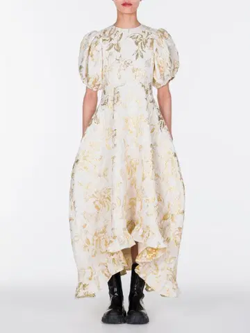 VIVIANO Jacquard 퍼프 슬리브 드레스