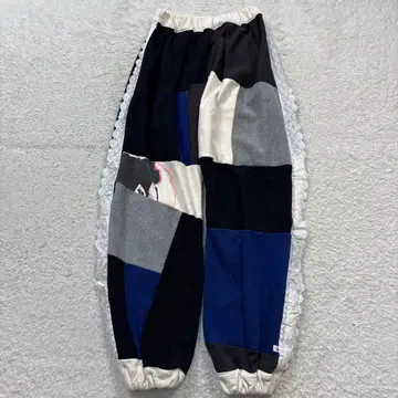 구제 의류 리메이크 패치워크 스웨트 팬츠 레이스 허리밴딩