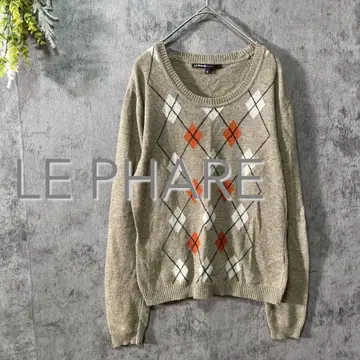 루퍼레 아가일 무늬 니트 스웨터 U넥 심플 캐주얼 울 혼방