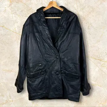 블랙 가죽 라이더 자켓 양가죽 M