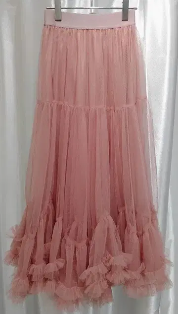 튤 플레어 롱 스커트 핑크