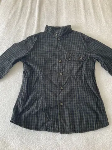 BEAMS 슬림핏 긴팔 셔츠 블록 체크