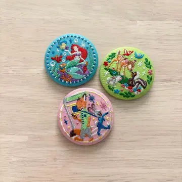 디즈니 자수 캔뱃지 3종 세트