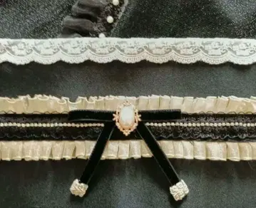 허리띠 오비 장식 천 샴페인 골드 프릴 큐빅 벨벳 리본