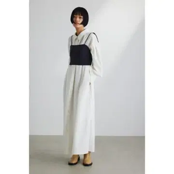 스타일 믹서기 셔츠 원피스 긴팔 벨트 포함