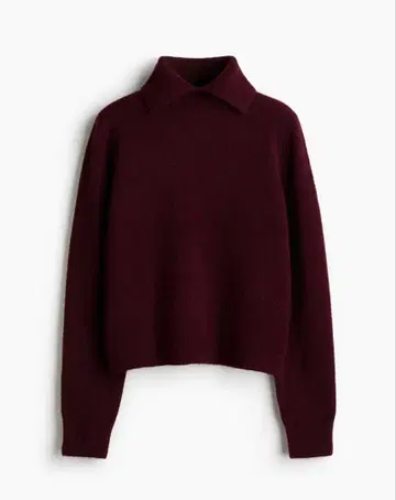 H&M 완판템 버건디 카라 부착 긴팔 스웨터 M