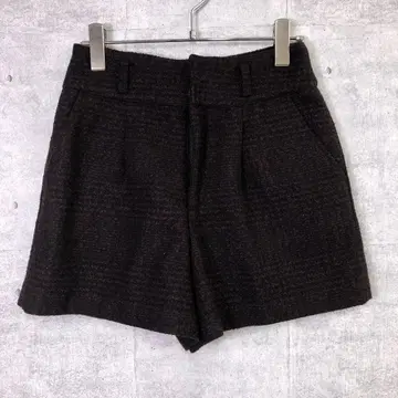 레트로 & by P&D 구제 의류 체크 무늬 트위드 턱 숏팬츠