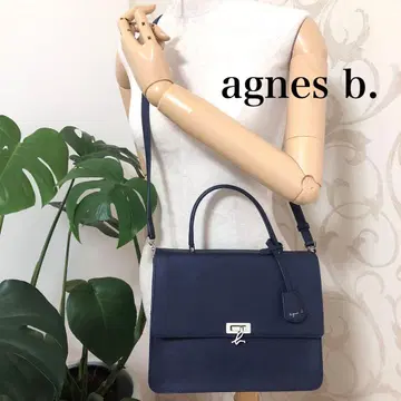 [새상품급] 에네스베 숄더백 가죽 네이비 핸드백 2way