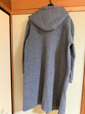 그레이 더플 코트 100% 울 후드 부착