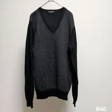 타카시마야 캐시미어 니트 하운드투스 배색 L