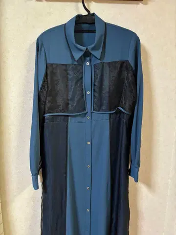 파이핑 시어 원피스 HARE 블루 프리 사이즈