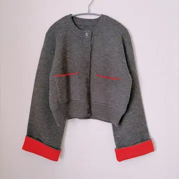 가디건 알파카 터치 그레이 오렌지 오피스 데이트 깔끔