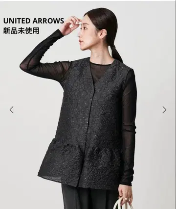 새상품 UNITED ARROWS 자카드 베스트 BLACK S(36)