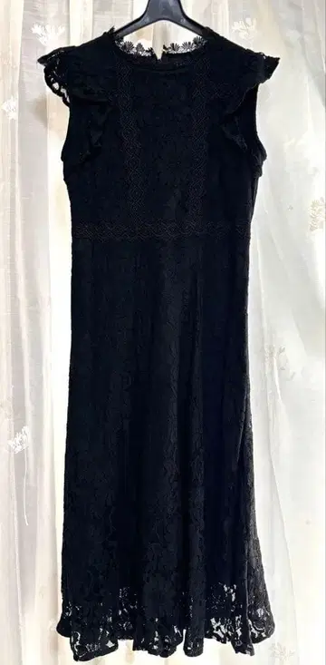 미사용 새상품 clear 슬리브리스 드레스 S 블랙 레이스