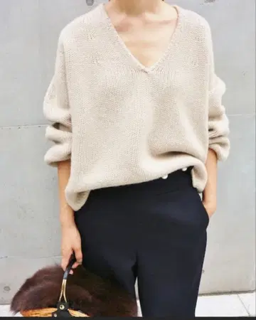 IENA 이에나 로우 게이지 라운드 실루엣 풀오버 베이지