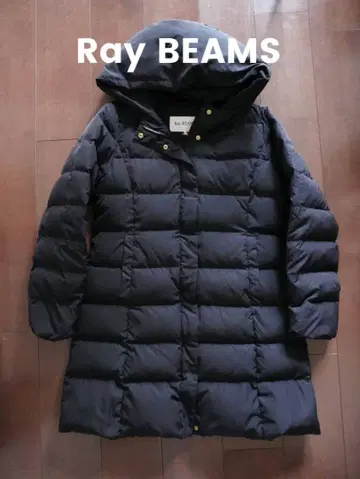 Ray BEAMS 후드 부착 블랙 다운 자켓